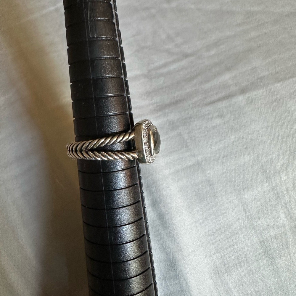 David Yurman Petite Albion Ring In Sterling Prasiolite Pav Diamonds View 3